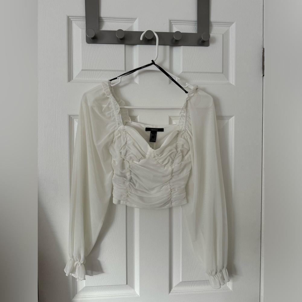 White corset long sleeve top